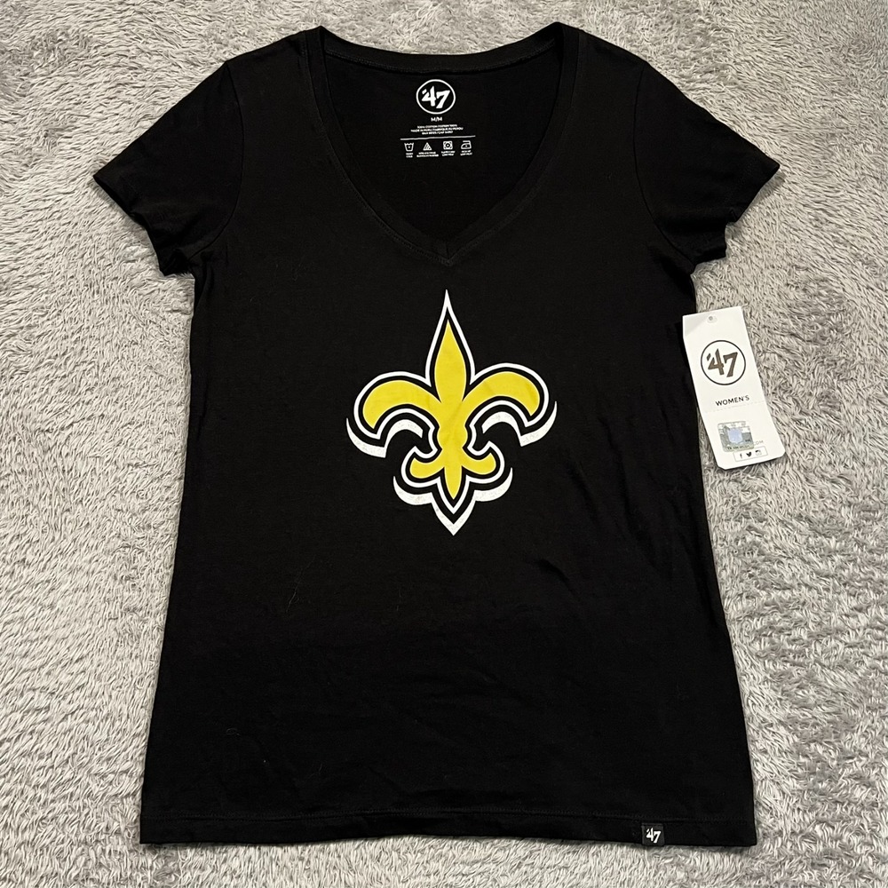 47 NFL New Orleans Saints T-Shirt Black Graphic Tee Short Sleeve Women's M NWT